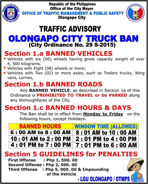 TRAFFIC ADVISORY OLONGAPO CITY TRUCK .